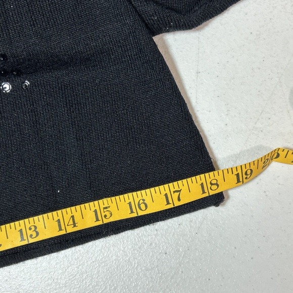 Vintage Crescendo Medium Pullover Wool Sweater Black Sequin David Rose Style - Picture 10 of 11